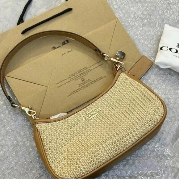 Coach Handbags - COACH Teri 2way Shoulder Bag Crossbody Straw Latte CR350